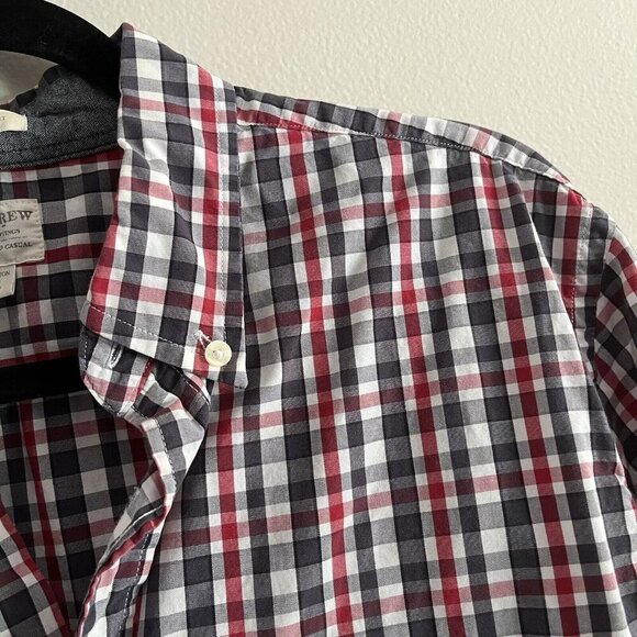 J.Crew Mens M Red/White/Blue Plaid Long Sleeve Tailored Fit Button Down Shirt - Picture 6 of 9